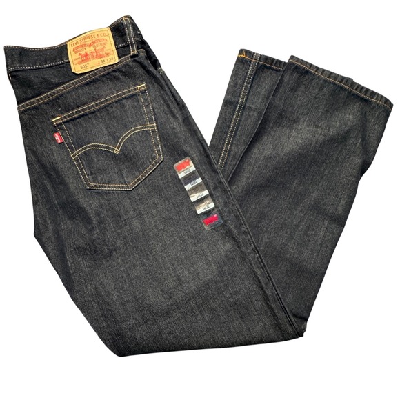 Levi's 505 Straight Fit Jeans Dark Wash Denim Droit Style Mens Size 34x32 - Picture 1 of 15